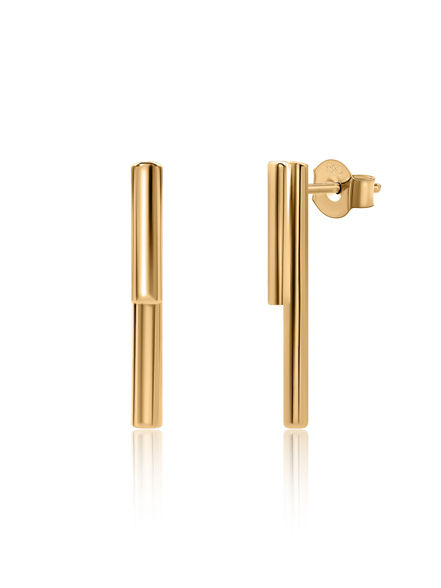 Linear Elegance Gold Drop Earrings 5MM