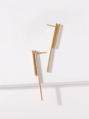 Linear Elegance Gold Drop Earrings 3MM