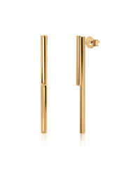 Linear Elegance Gold Drop Earrings 3MM