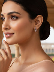 Ruby Radiance Silver Hoop Earrings