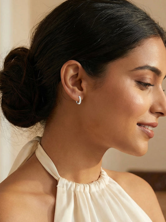 Natural Opal Glow Silver Hoops