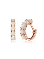 Natural Ethiopian Opal Gold Hoop Earrings