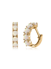 Natural Ethiopian Opal Gold Hoop Earrings