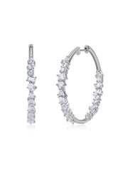 Glam Sham Silver Hoops with White Topaz