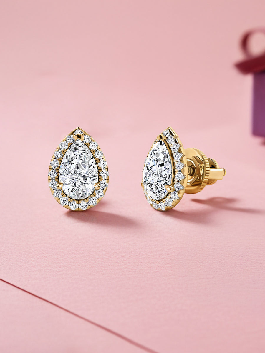 Luxe 2 Carat Pear Lab Grown Diamond Stud Earrings
