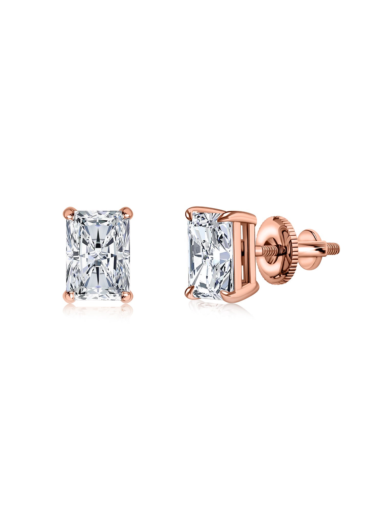 2 Carat Edge Radiant Stud Earrings
