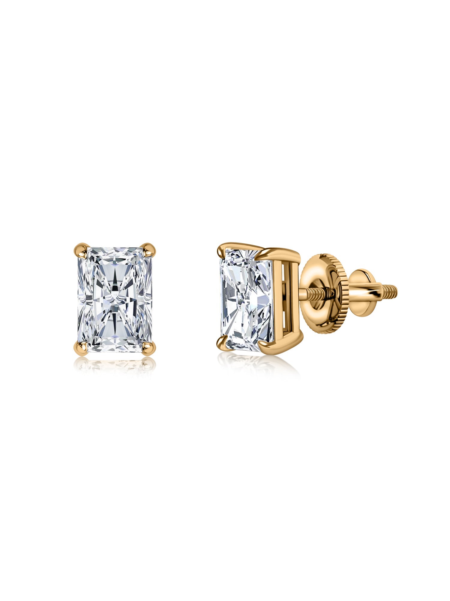 2 Carat Edge Radiant Stud Earrings