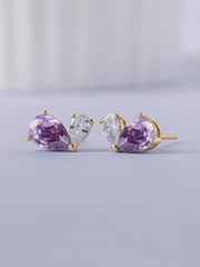 Purple Toi Et Moi Yellow Gold Earring For Women