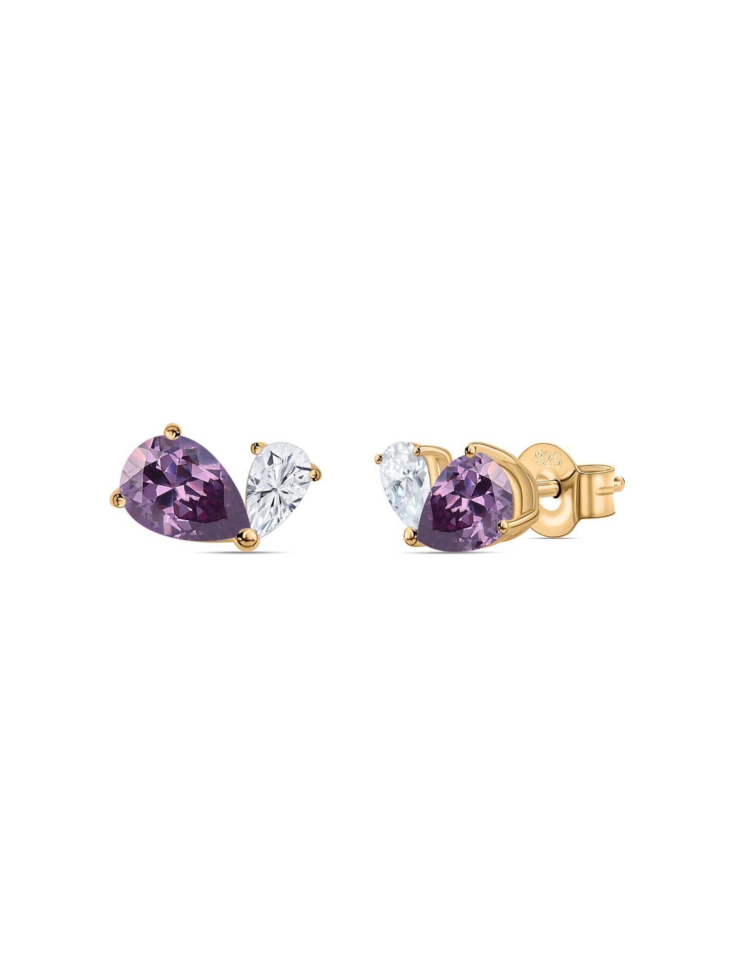 Purple Toi Et Moi Yellow Gold Earring For Women