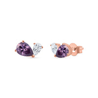 Purple Toi Et Moi Rose Gold Earring For Women