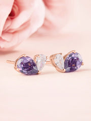 Purple Toi Et Moi Rose Gold Earring For Women