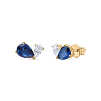 Blue Toi Et Moi Yellow Gold Earring For Women