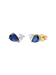 Blue Toi Et Moi Yellow Gold Earring For Women