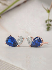 Blue Toi Et Moi Rose Gold Earring For Women