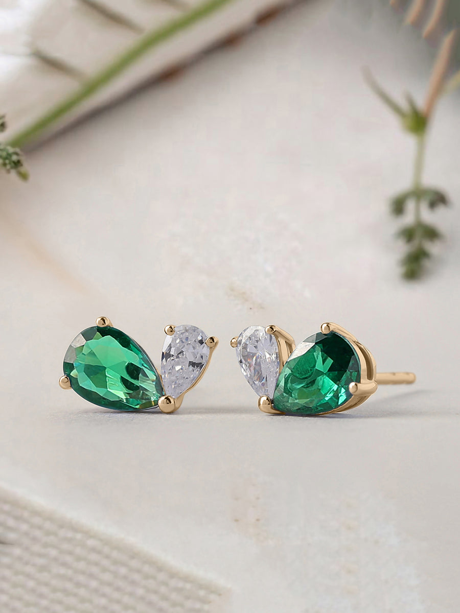 Green Toi Et Moi Yellow Gold Earring For Women