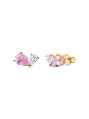 Pink Toi Et Moi Yellow Gold Earring For Women