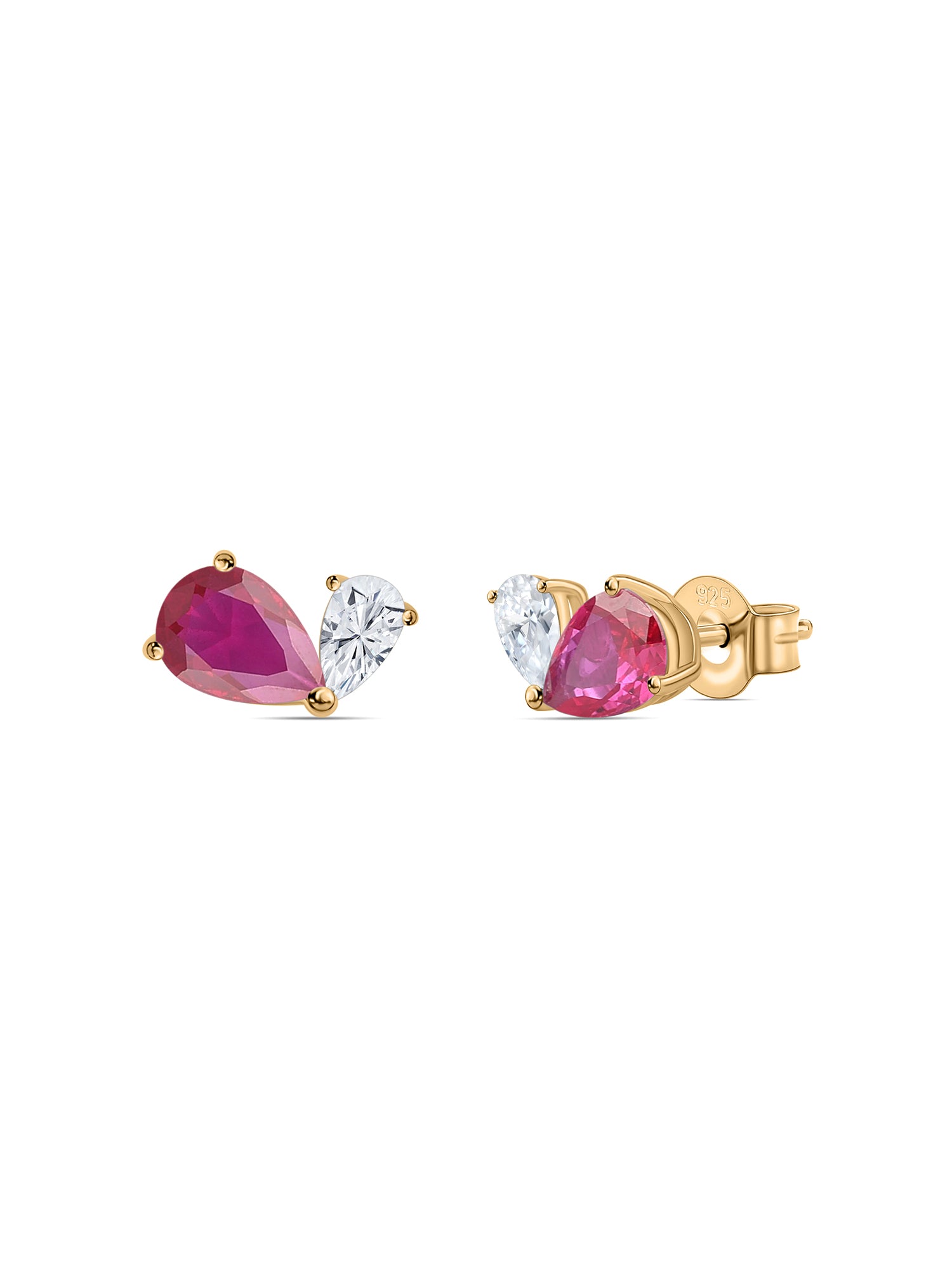 Red Toi Et Moi Yellow Gold Earring For Women