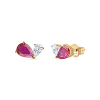 Red Toi Et Moi Yellow Gold Earring For Women