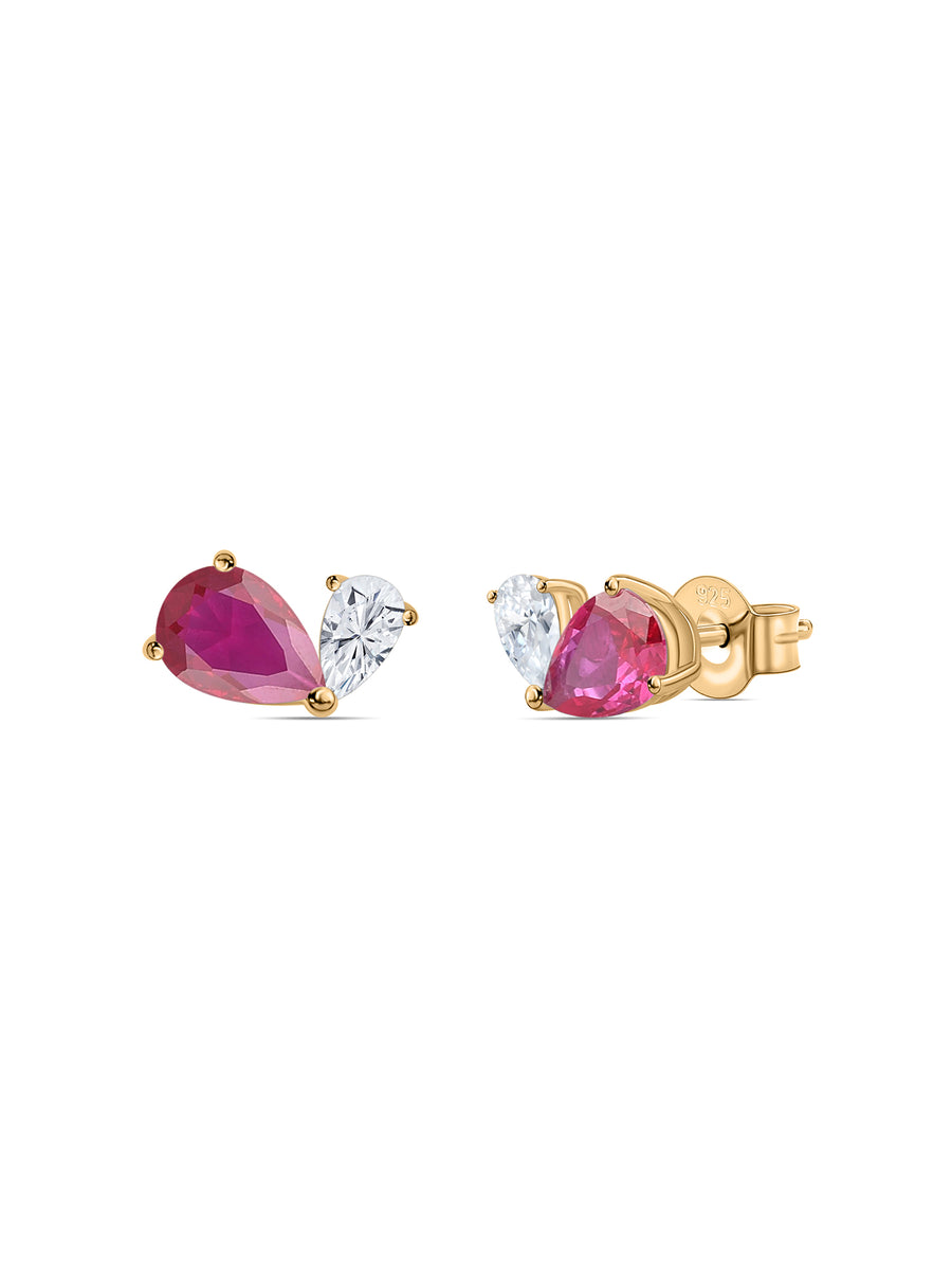 Red Toi Et Moi Yellow Gold Earring For Women