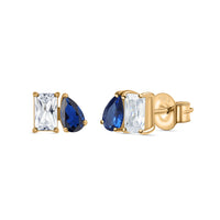 Toi Et Moi Baguette Pear Blue Yellow Gold Earrings