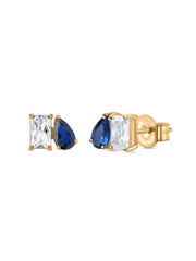 Toi Et Moi Baguette Pear Blue Yellow Gold Earrings