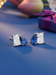 Toi Et Moi Baguette Pear Blue Earrings