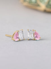 Toi Et Moi Baguette Pear Pink Yellow Gold Earrings