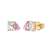 Toi Et Moi Baguette Pear Pink Yellow Gold Earrings