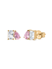 Toi Et Moi Baguette Pear Pink Yellow Gold Earrings