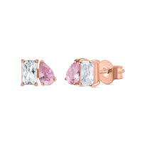 Toi Et Moi Baguette Pear Pink Rose Gold Earrings