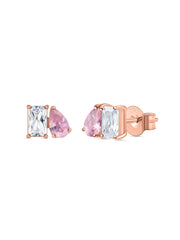 Toi Et Moi Baguette Pear Pink Rose Gold Earrings