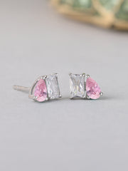Toi Et Moi Baguette Pear Pink Earrings