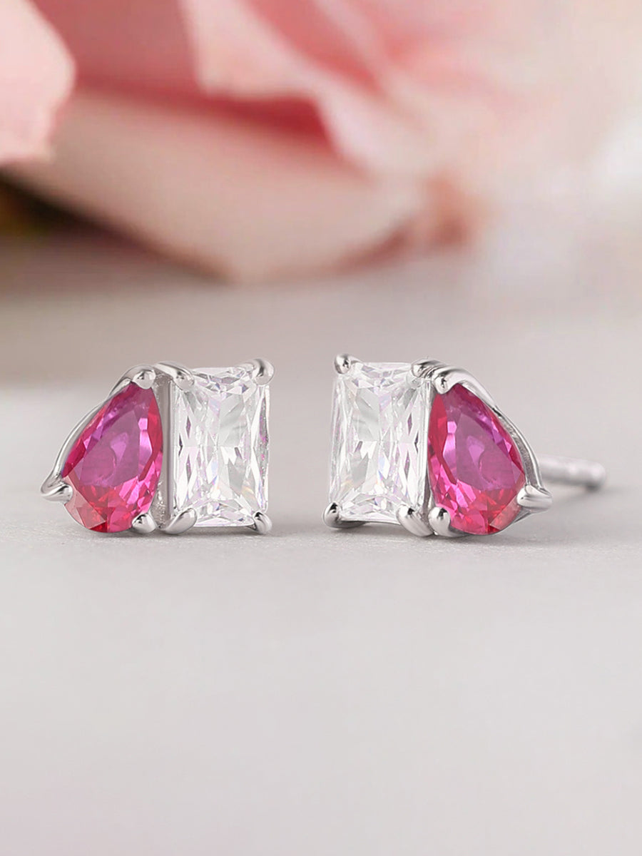 Orecchini A Cerchio Argento 925 Con Cristalli - 8mm - Placcato Oro Bianco - Regalo Donna