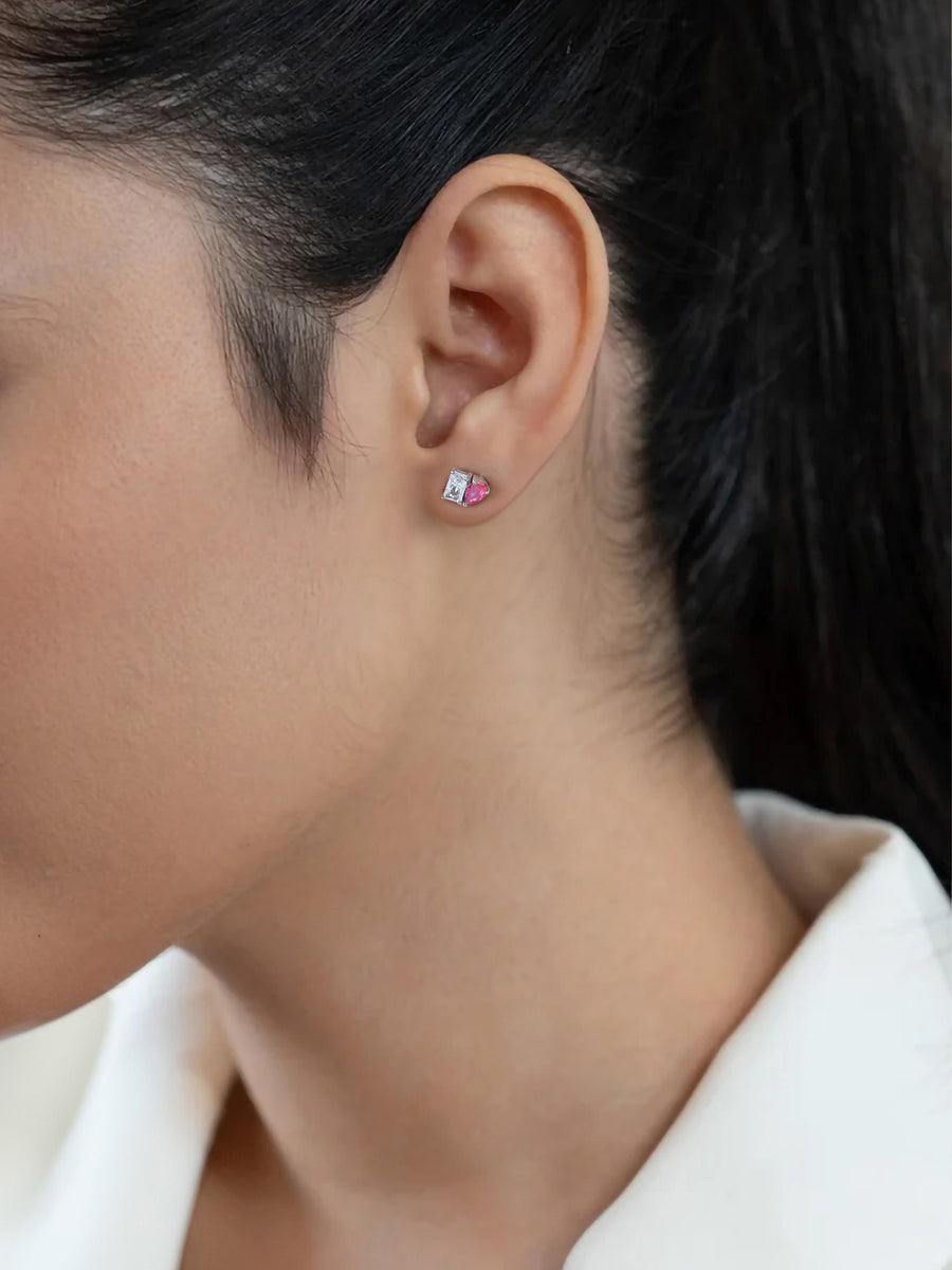 Toi Et Moi Baguette Pear Ruby Earrings