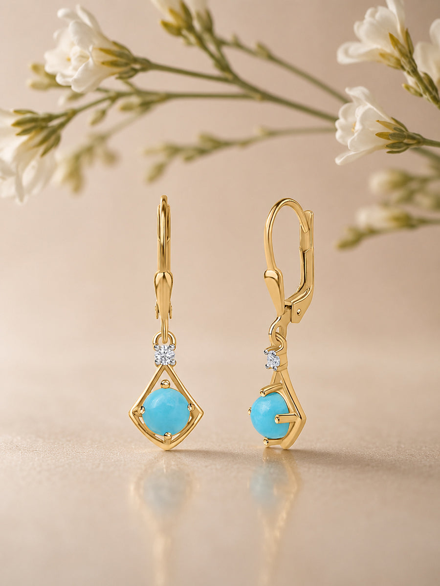 Natural Turquoise Drop Earrings For Women