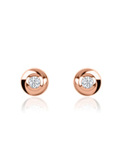 Lab Diamond Button Gold Stud Earrings