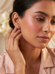 Lab Diamond Button Gold Stud Earrings