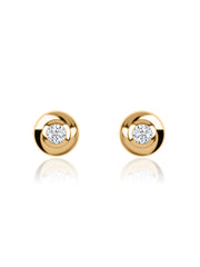 Lab Diamond Button Gold Stud Earrings