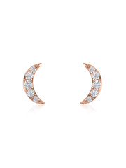 Crescent Moon Lab Diamond Gold Earrings