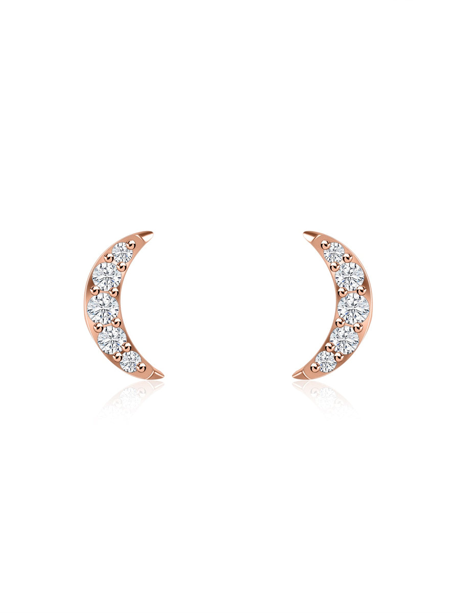 Crescent Moon Lab Diamond Gold Earrings