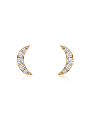 Crescent Moon Lab Diamond Gold Earrings