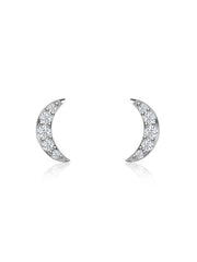 Crescent Moon Lab Diamond Gold Earrings