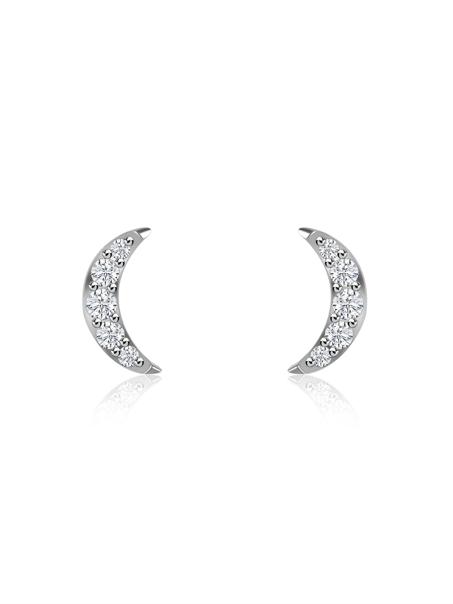 Crescent Moon Lab Diamond Gold Earrings