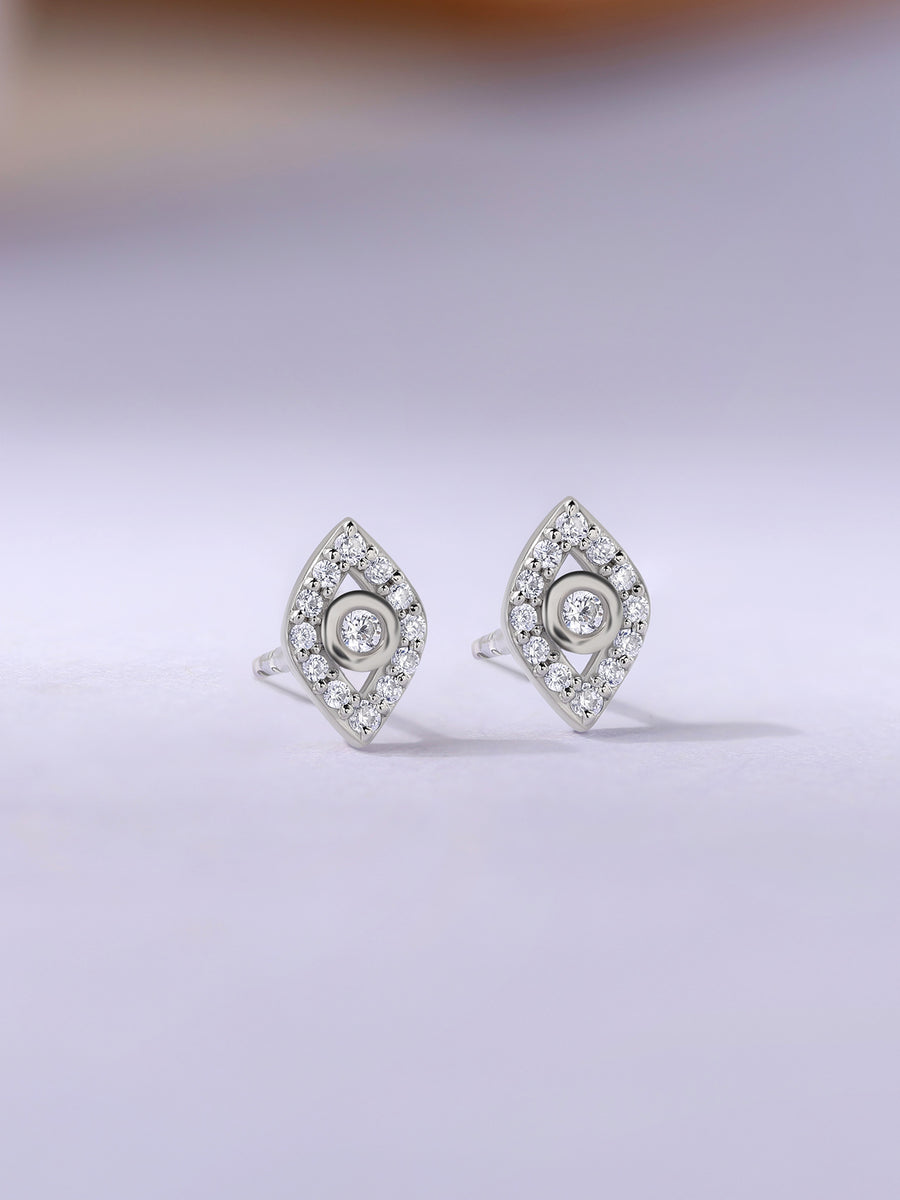 Evil Eye Silver Stud Earrings