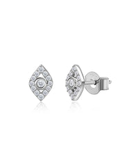 Evil Eye Silver Stud Earrings