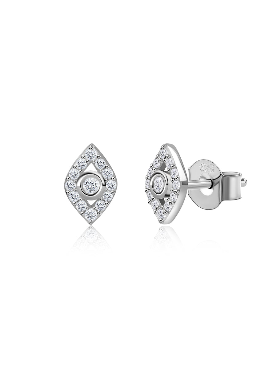 Evil Eye Silver Stud Earrings