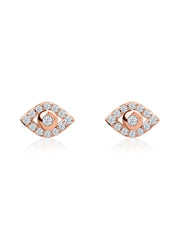 Lab Diamond Eye Motif Gold Stud Earrings