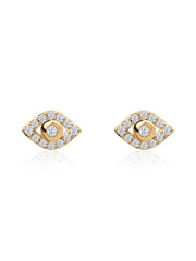 Lab Diamond Eye Motif Gold Stud Earrings