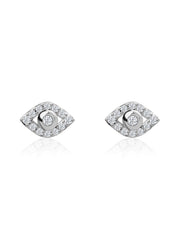 Lab Diamond Eye Motif Gold Stud Earrings