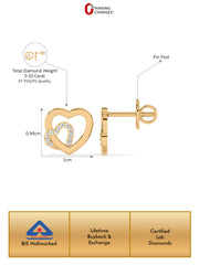 Lab Grown Lovely Heart Diamond Earrings In Gold